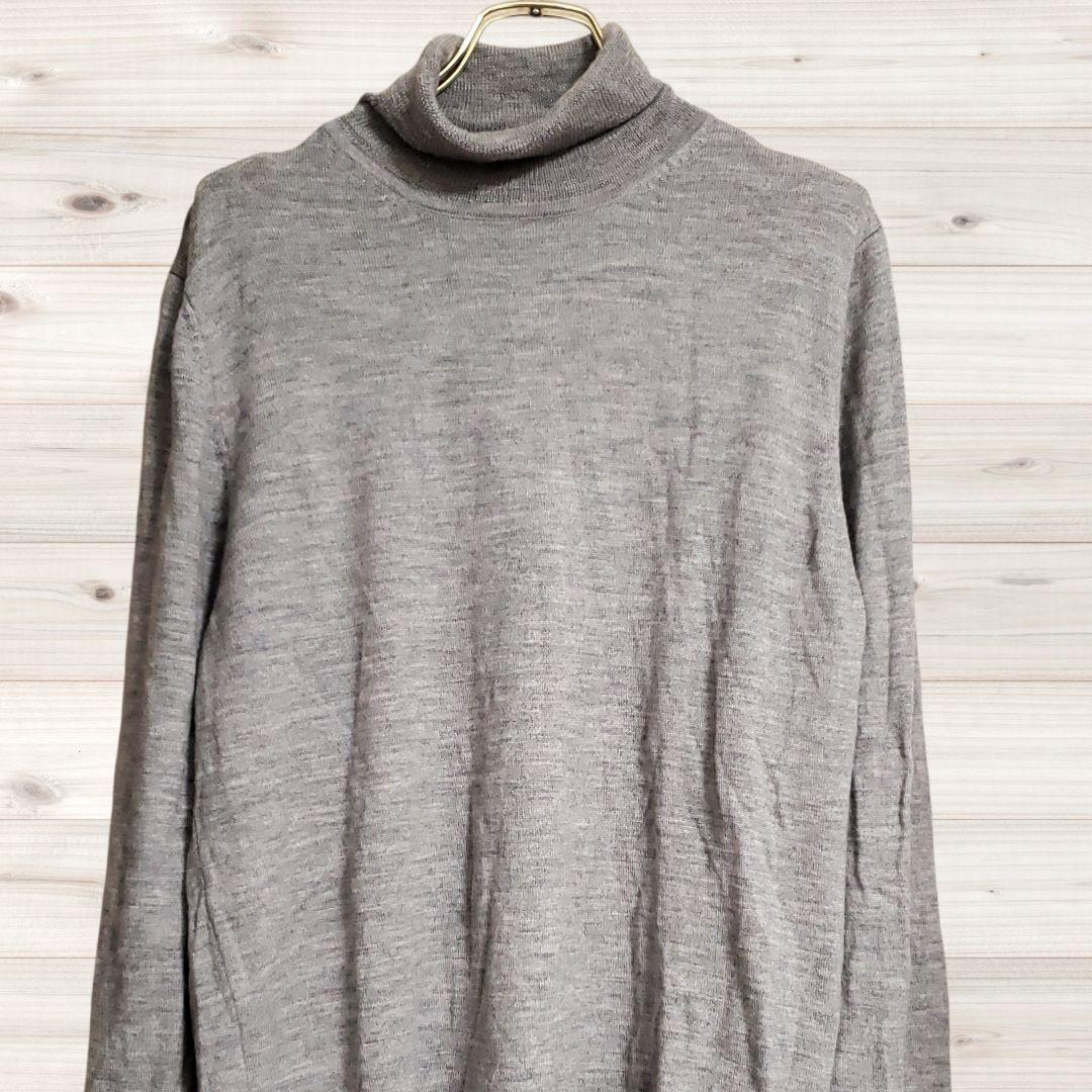 B1841 ユニクロ ニット セーター(XL) ウール100 シンプル タートル — image 4