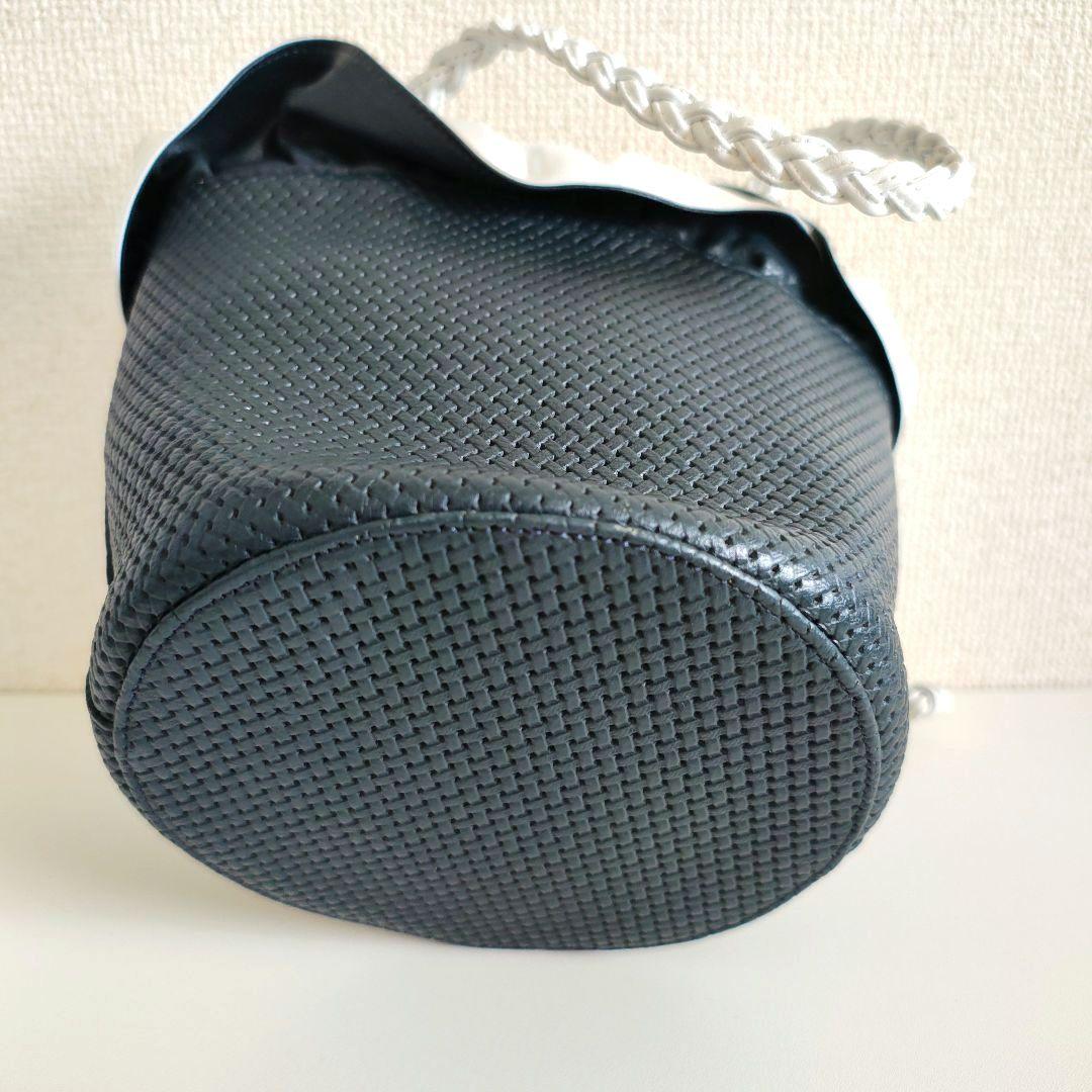 ​【極美品】キタムラ 巾着ハンドバッグ 刺し子×レザー 夏仕様 3回使用のみ — image 3