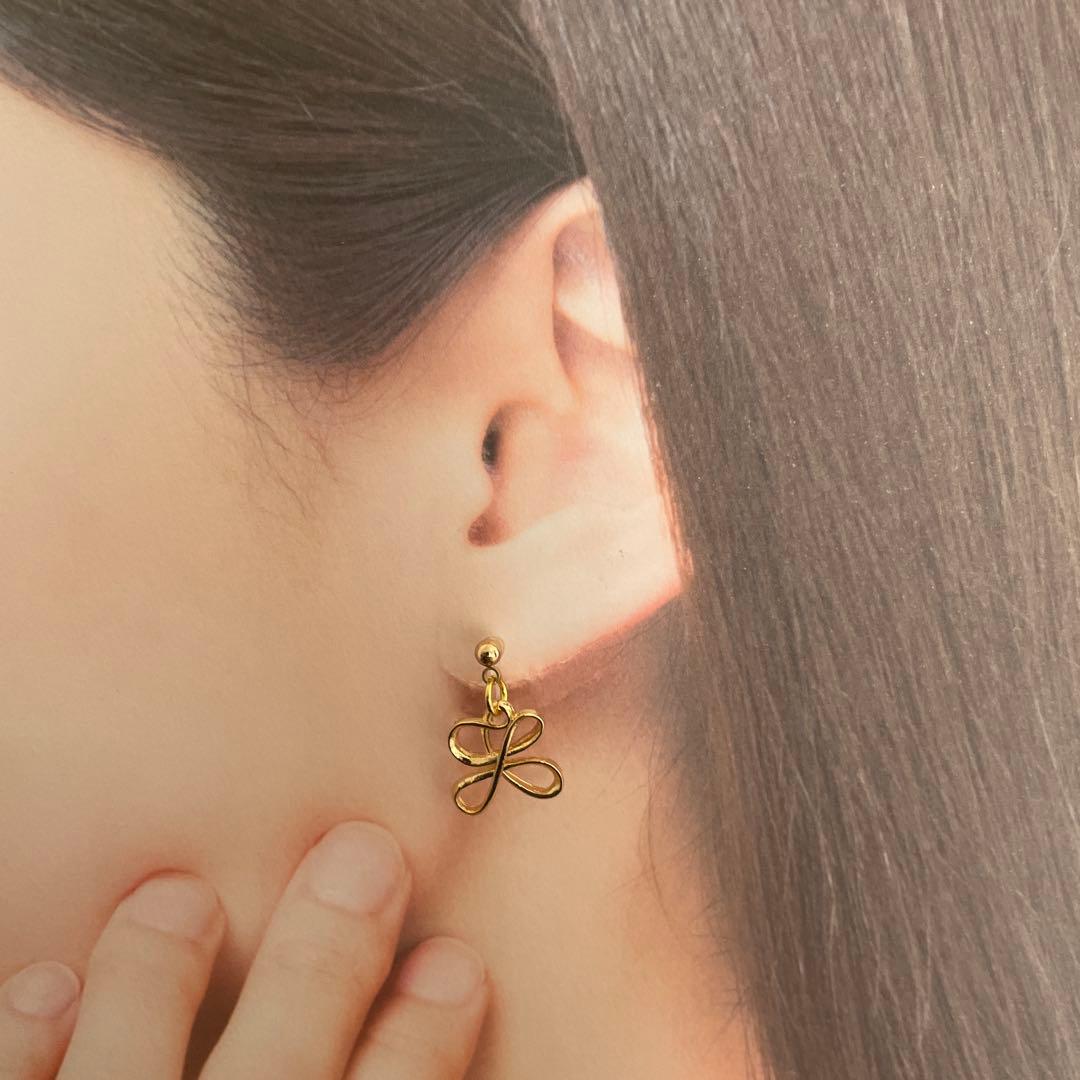 樹脂 ノンホール イヤリング ゴールド フープ 金 クリア 透明 小さい プチ — image 2