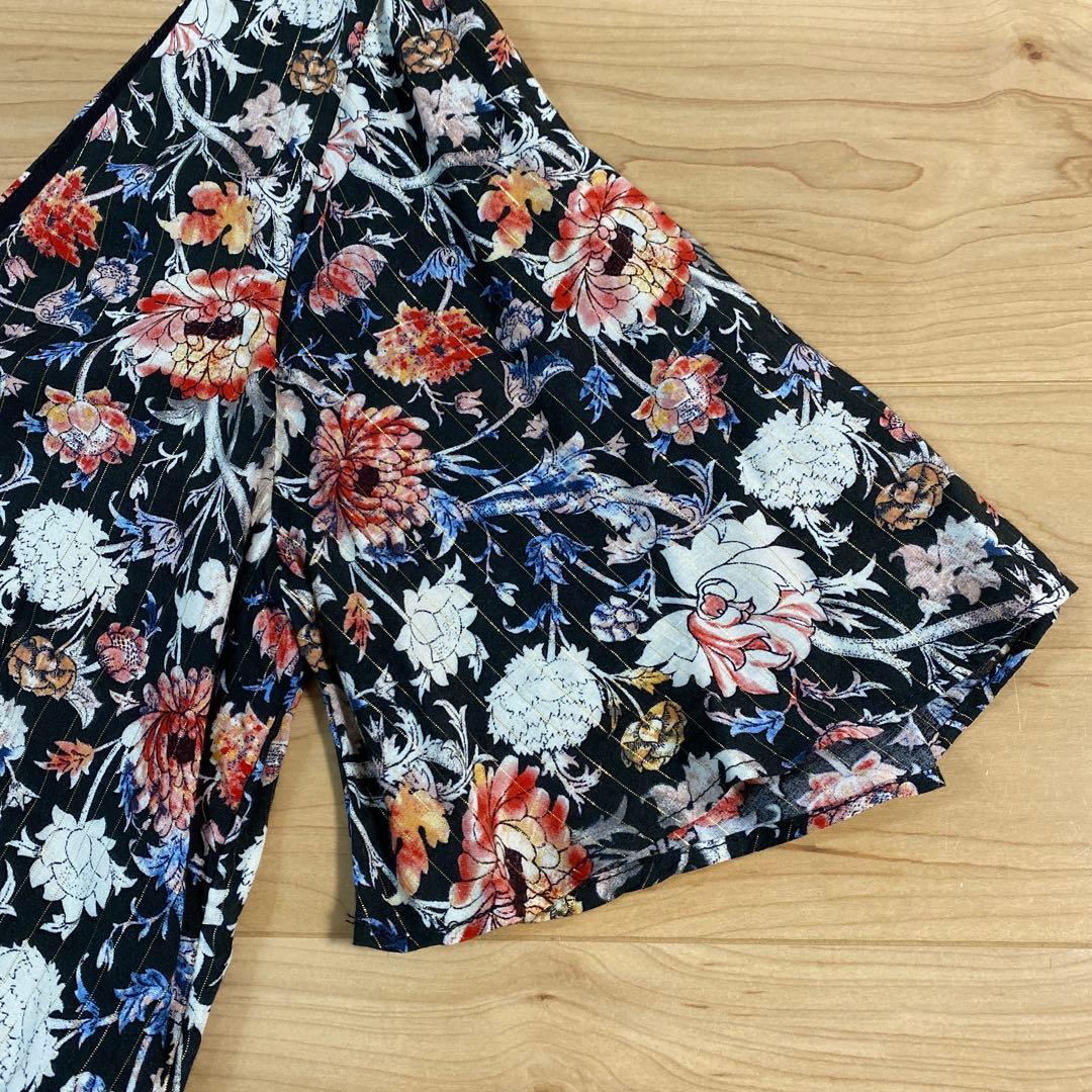 【値下げ】ZARA ザラ 花柄 Vネック ロングワンピース ブラック — image 5