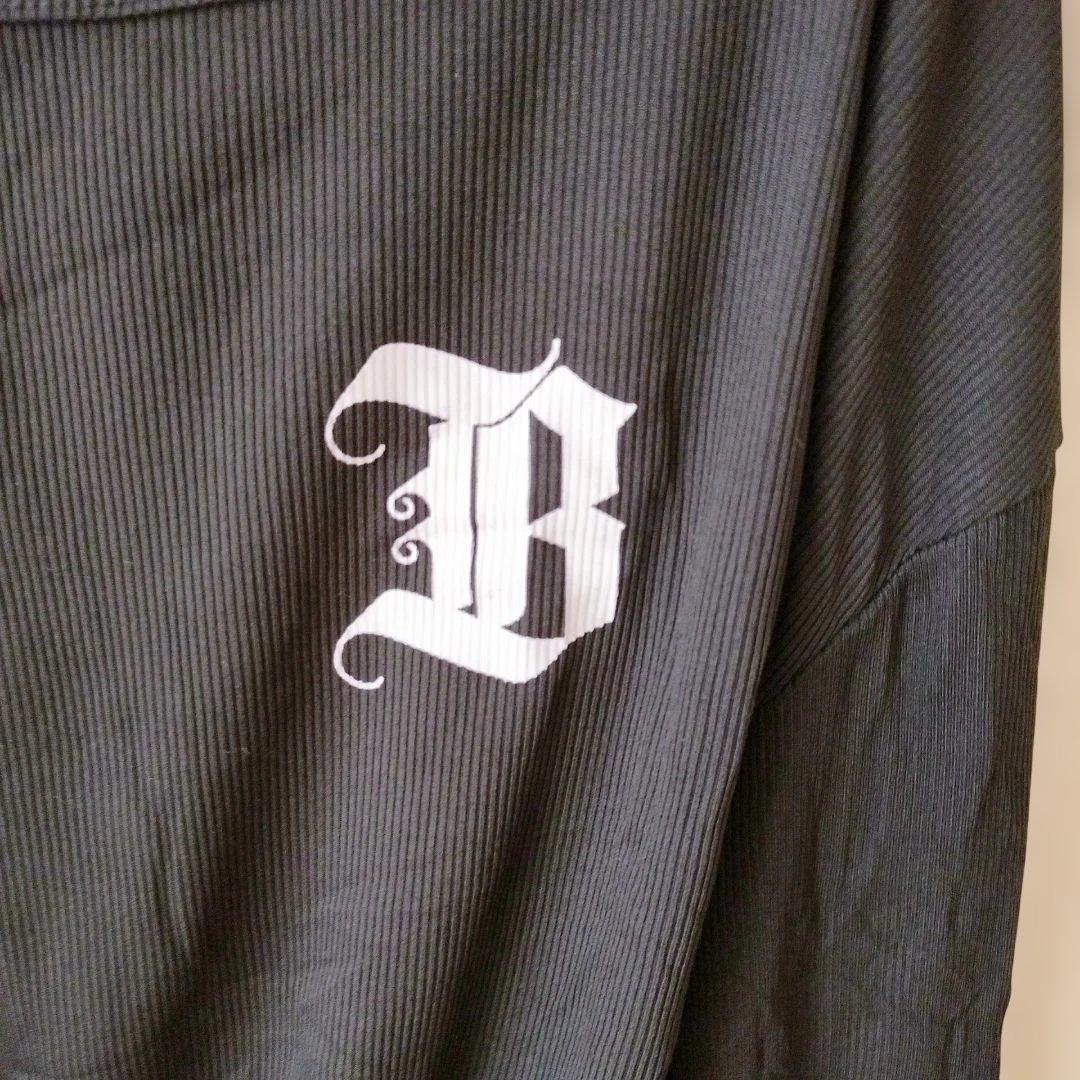 白Bロゴ刺繍長袖【M】クロップド 長袖 シャツ 着丈短め — image 3