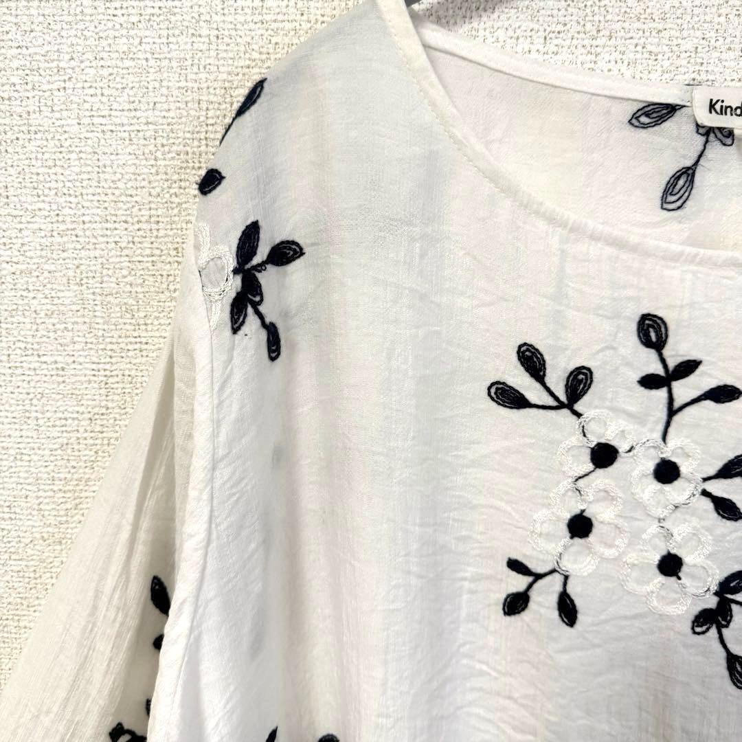 Kindred 花柄刺繍 プルオーバー ビッグサイズ クルーネック 長袖 白 — image 5