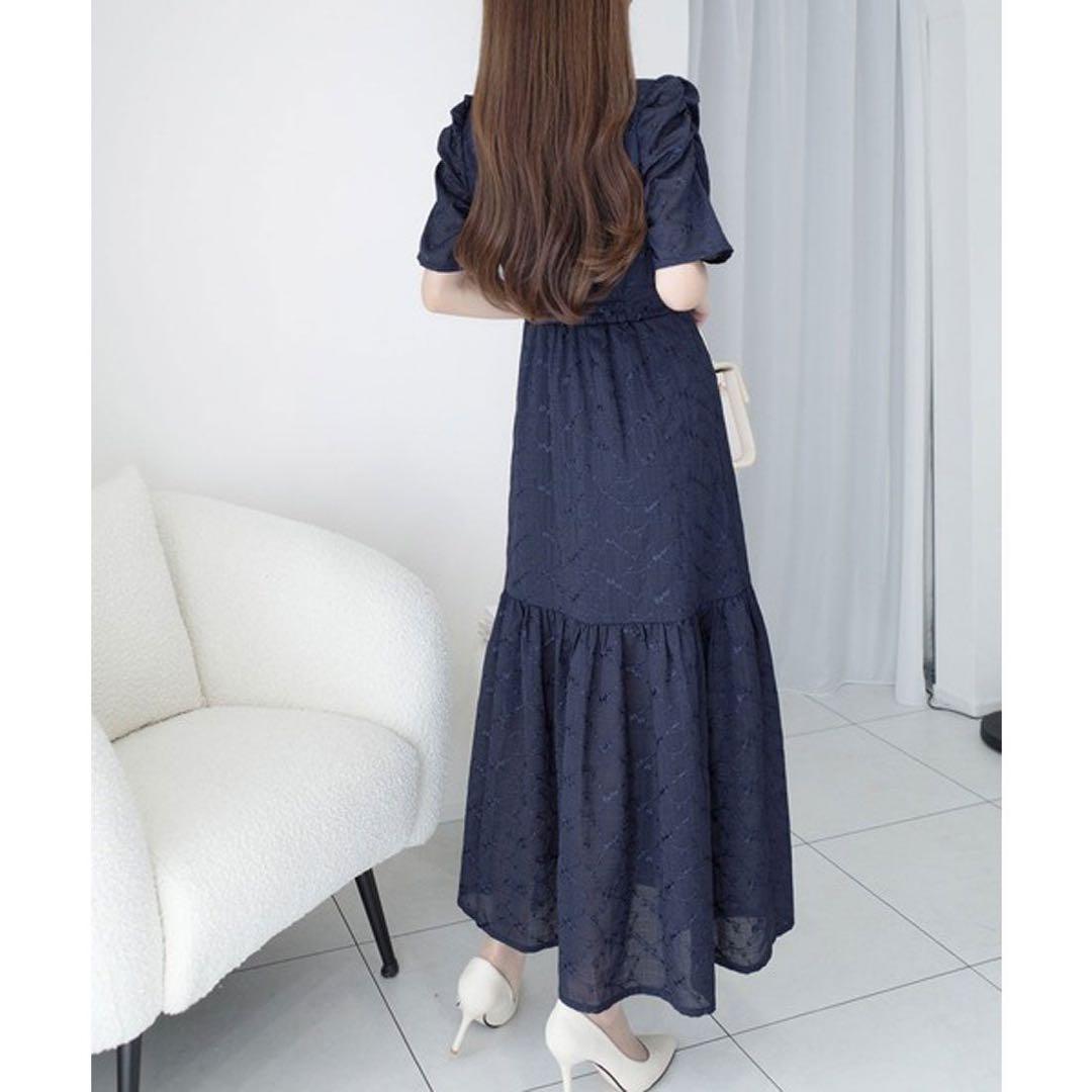mily bilet 花刺繍ガーゼレトロシャツワンピース　M ネイビー — image 4