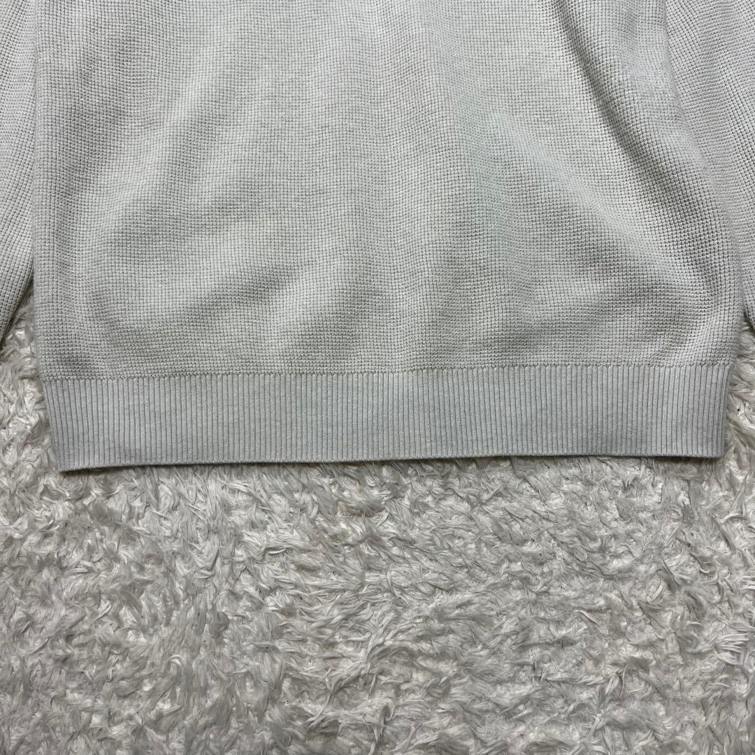 ユニクロ　ワッフルＶネックセーター　ゆったり　ユニセックス　ベージュ　L — image 3