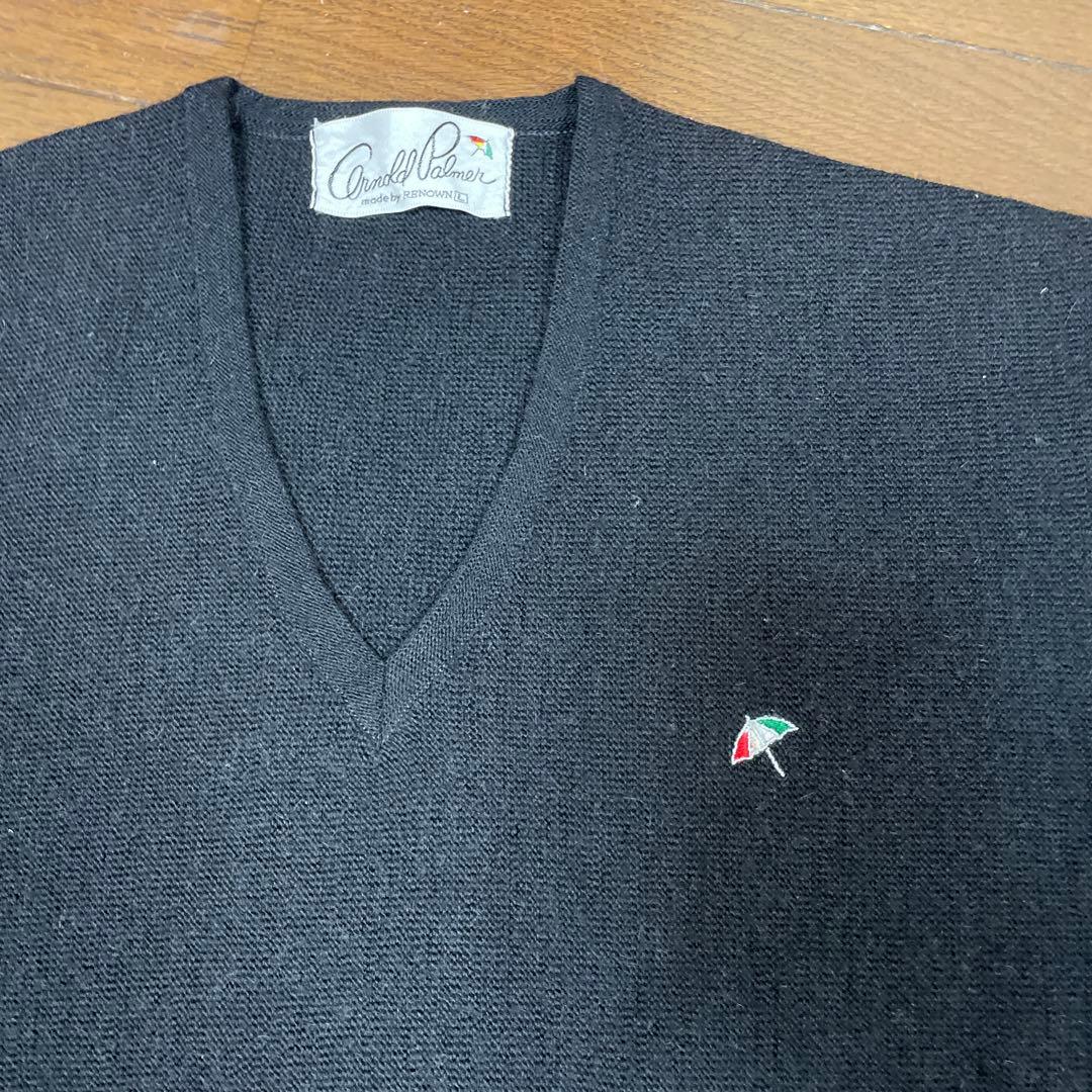 Arnold Palmer Vネック ニット セーター ブラック L — image 2