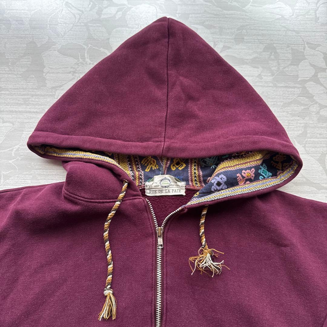 【日本製】リュドゥラペ ネイティブ柄 ジップパーカー ボルドー 美品 — image 4
