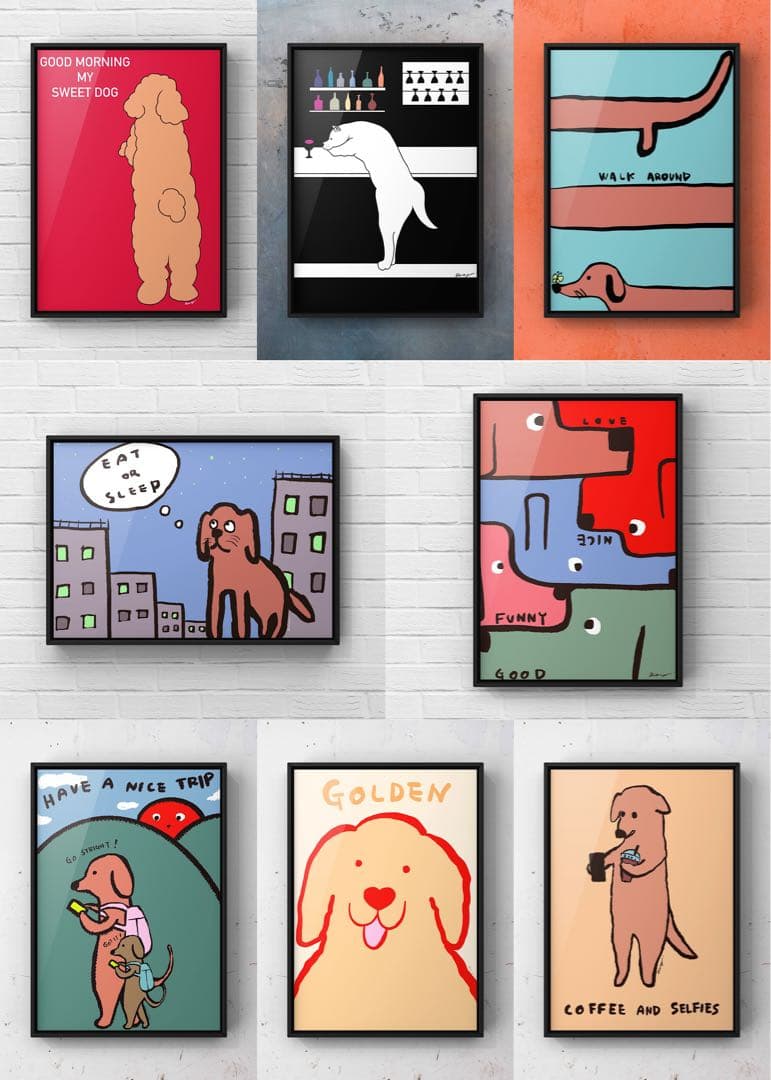 ★A4 フレーム付き★オリジナル アートポスター CITY 犬 ポップアート — image 4