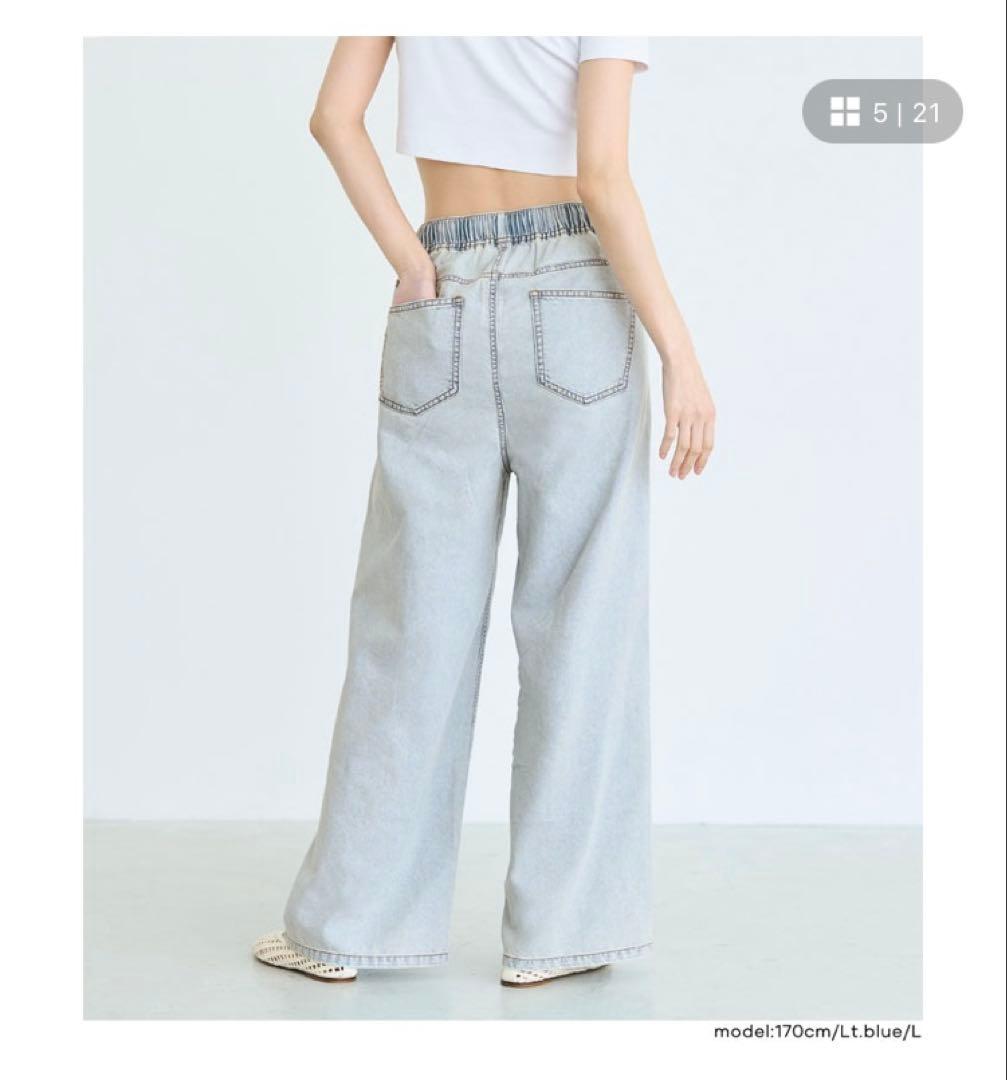 【Mサイズ】coca サマーデニムワイドパンツ　ライトブルー — image 4