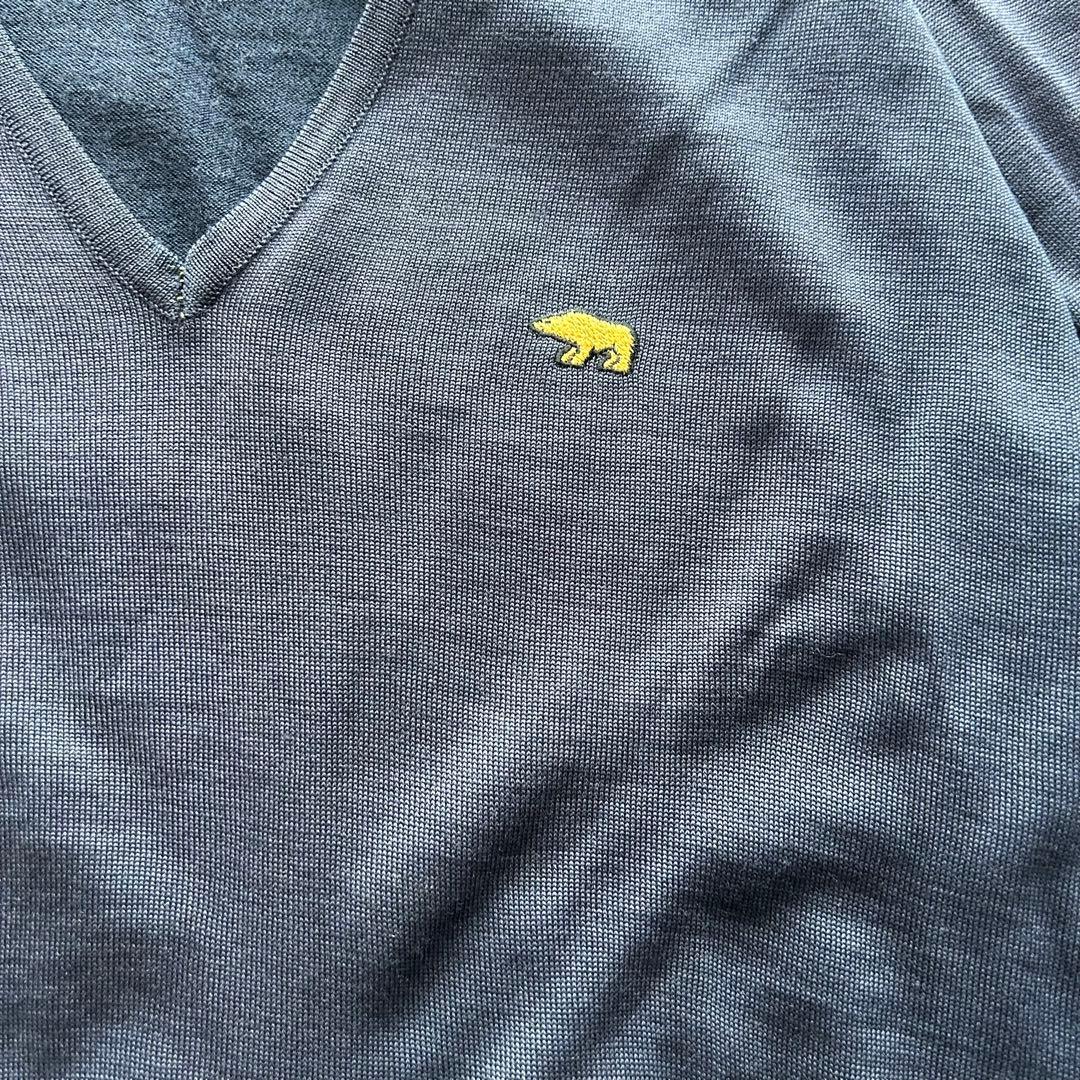 レトロ古着 Jack Nicklaus Vネック セーター ゴールデンベア 紺 — image 4