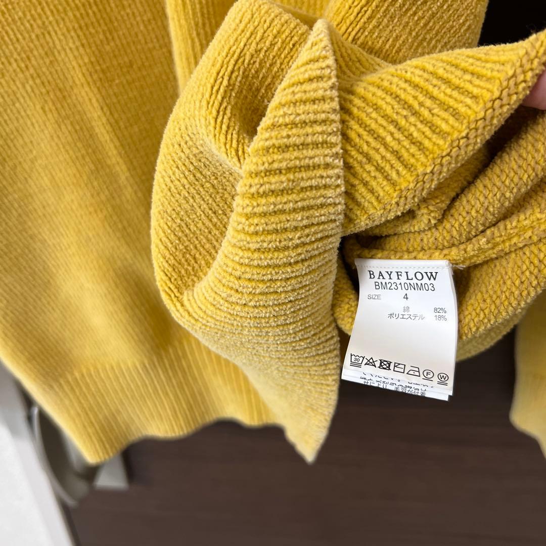 美品　Bayflow FINE COLOR KNIT イエロー クルーネック — image 4