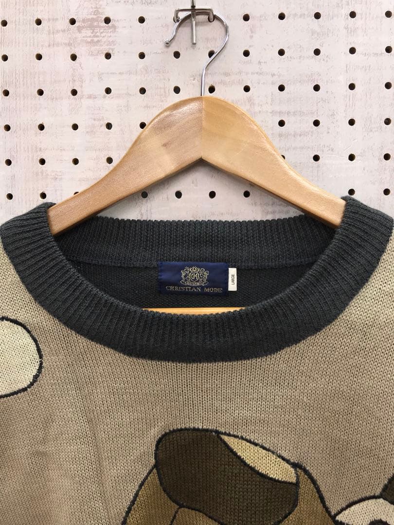 CHRISTIAN MODE レトロ モード古着 ワンちゃん ビッグ刺繍 ニット — image 3