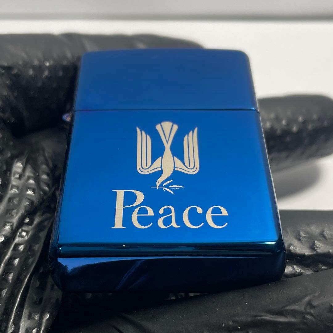 Peace ピース ブルー 青色 オイルライター — image 3