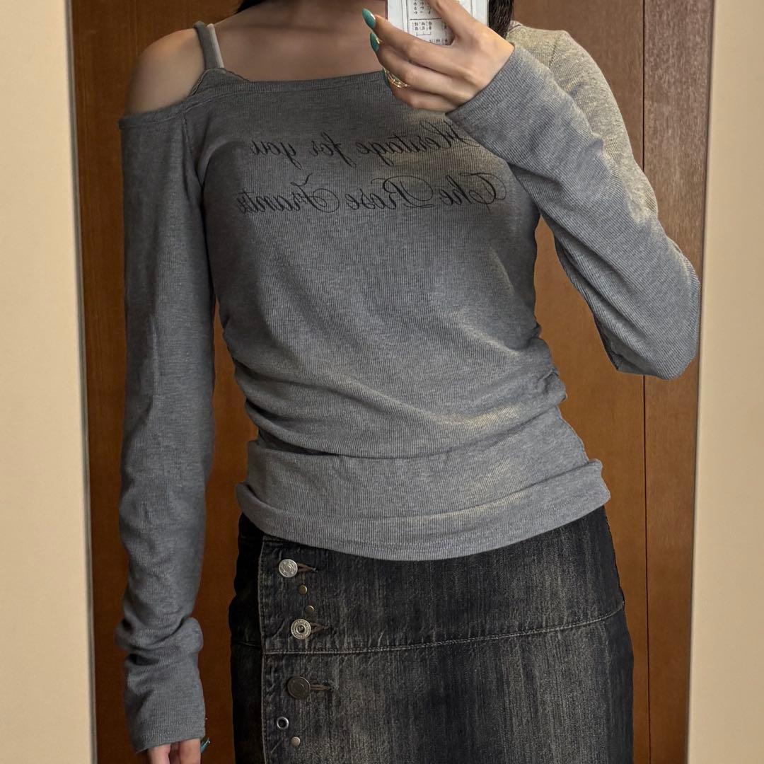 wego メッセージワンショルロンT — image 4
