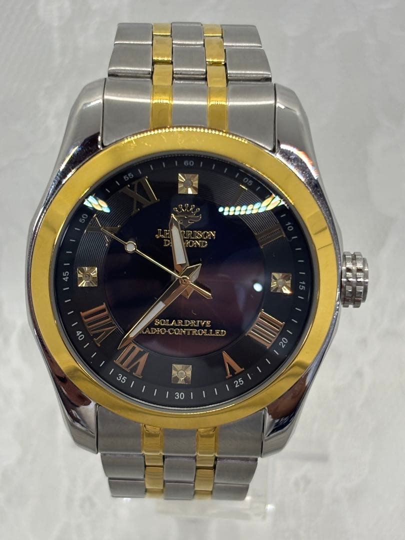 稼働J.HARRISON ダイヤモンドJH-096 ソーラー電波時計 本体 — image 2