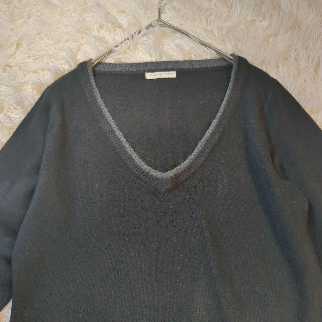 美品 LOUNGE AND A MUSIC (M) 薄手長袖ニット セーター 黒 — image 2