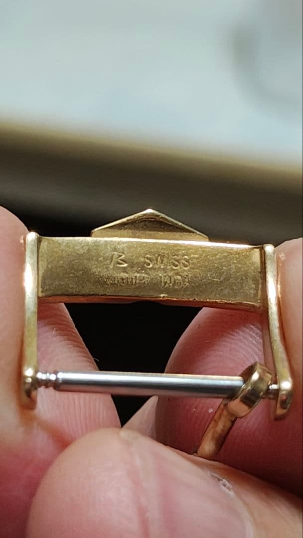 【週末セール　希少】Heuer ホイヤー（旧ロゴ）　尾錠16㎜　金メッキ — image 4
