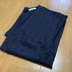 ✨未使用❣️✨chocol raffine robe透かし編み ロングジレ♪紺／Ｆ — image 1
