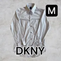 DKNY ダナキャラン 長袖シャツ Mホワイト、ストライプ、ビジネス — image 1