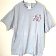 ギルダン Tシャツ イラスト柄 M 水色 コットン クルーネック 半袖 爽やか — image 1