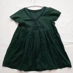 【匿名配送】JEANASIS 刺繍 チュニック 緑✕紺 — image 1
