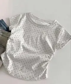 SHEIN ドット柄 半袖Tシャツ グレー — image 1