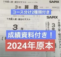 サピックス3年7月度入室・組分けテスト2024年原本❗️成績資料・コース分け付き — image 1
