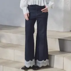 Heather レース フレアデニムパンツ ワンウォッシュ M — image 1