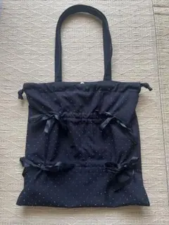 WEGO リボン付きトートバッグ　ラインストーン入り — image 1