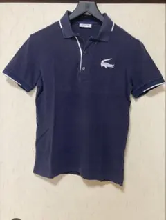 LACOSTE ポロシャツ ネイビー 襟ライン入り — image 1