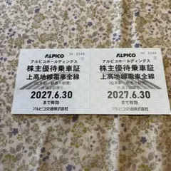アルピコホールディングス 株主優待乗車証 上高地線 2枚 — image 1