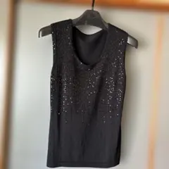 スペッチオ ブラック スパンコール タンクトップ — image 1