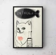 ★A4フレーム付き★オリジナル アートポスター Draw 猫 インテリア — image 1