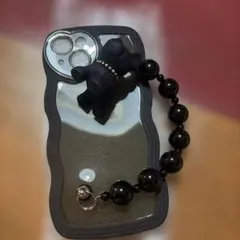 フレンチブルドッグチャーム付きスマホケース ブラック — image 1