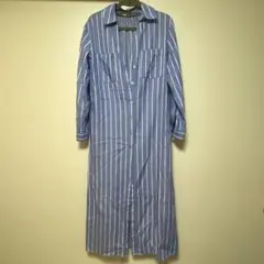 ZARA シャツワンピース　ストライプ　ブルー — image 1