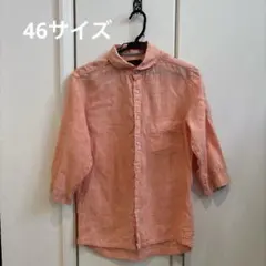 NICOLE ニコル　46 メンズ　シャツ　美品　麻　リネン　コーラルピンク — image 1