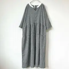 バニラスタジオ ギンガムチェック ワンピース 3L 黒白 ゆったり 体型カバー — image 1