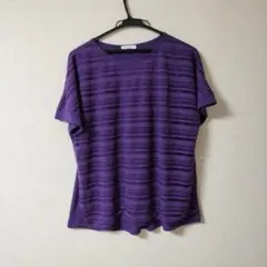 3can4on パープル ボーダー 半袖 Tシャツ M — image 1
