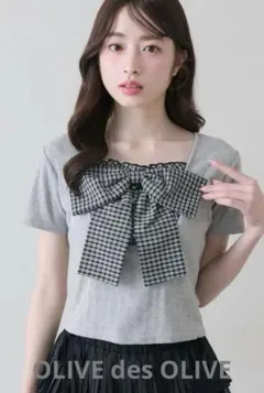 OLIVE des OLIVE リボン映え半袖トップス — image 1