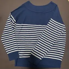 ネイビー　ボーダー　ニット セーター — image 1