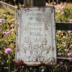 2Dウエルカムサイン　ブリキ看板418 ヴィンテージ アートポスター 壁装飾 — image 1