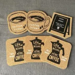 コルクコースター　コーヒー　カフェ　6枚セット — image 1