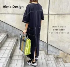 Alma Design オーバーサイズ 半袖Tシャツ ワンピース M〜LL — image 1
