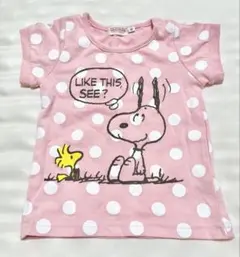 スヌーピー ピンク 水玉 Tシャツ 90 — image 1