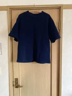 crepuscule 半袖 ニット ネイビー クルーネック — image 1