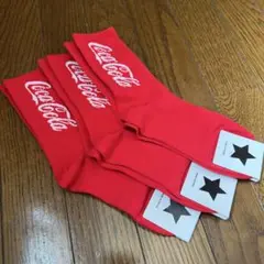 韓国靴下☆レディースソックス☆フリーサイズ☆Coca-Colaロゴ☆赤3足セット — image 1