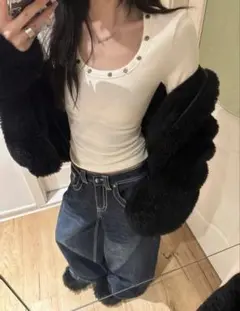 SHEIN ラウンドネック長袖tシャツ — image 1