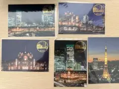 東京 夜景 ポストカード 5枚セット 東京駅 東京タワー 東京中央 — image 1
