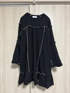 forksy. 配色メロウチュニックワンピース　ブラック — image 1