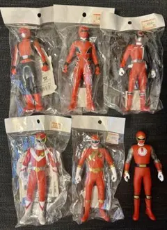 戦隊ヒーロー　レッド6体　ソフトビニール — image 1