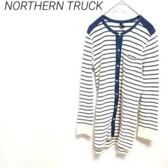 NORTHERN TRUCK アイボリーとネイビーのストライプカーディガンＭ — image 1